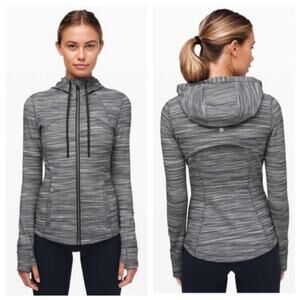 Lululemon Hooded Define Jacket Womens 6 Small Heathered Black White Athleisure
